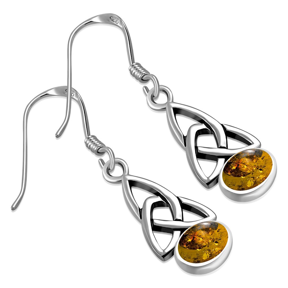 Baltic Amber Trinity Knot Silver Earrings Set - e341